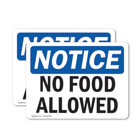 Signmission No Food Allowed, 5 in W x Rectangle, Vinyl Decal OS-2PACK-NS-D-35-L-14557